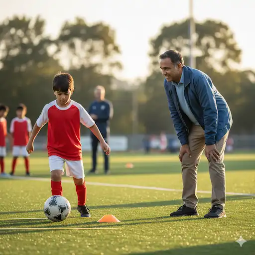 Ruolo del genitore nello sport giovanile durante un allenamento di calcio e tennis.