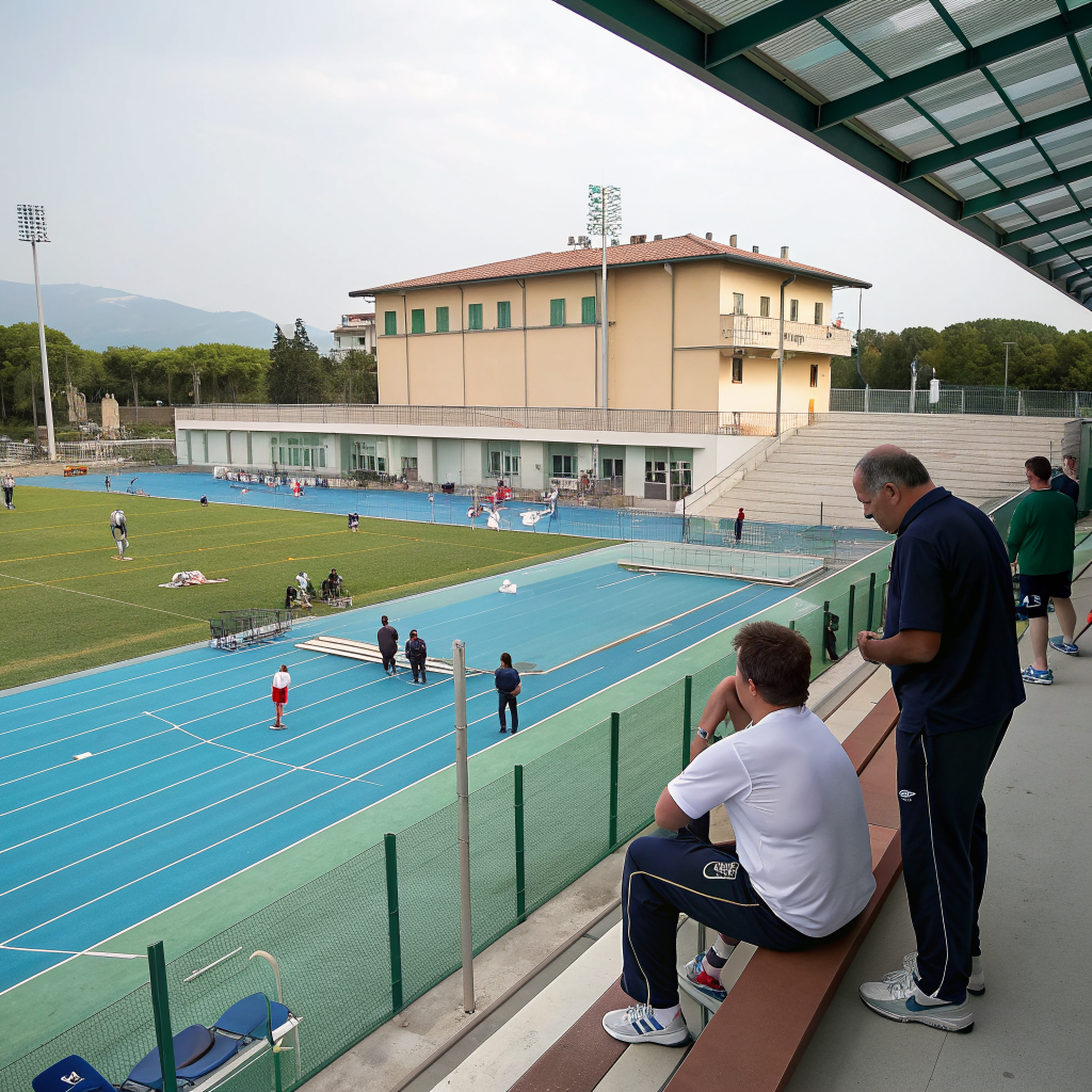 Allenatore e dirigenti di società sportiva durante riunione tecnica per gestire il rapporto con i genitori e prevenire interferenze tecniche