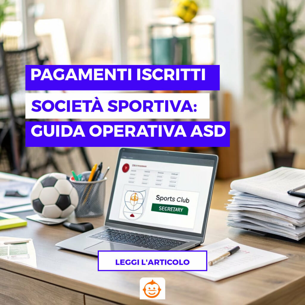 Gestione pagamenti iscritti società sportiva con sistema digitale organizzato