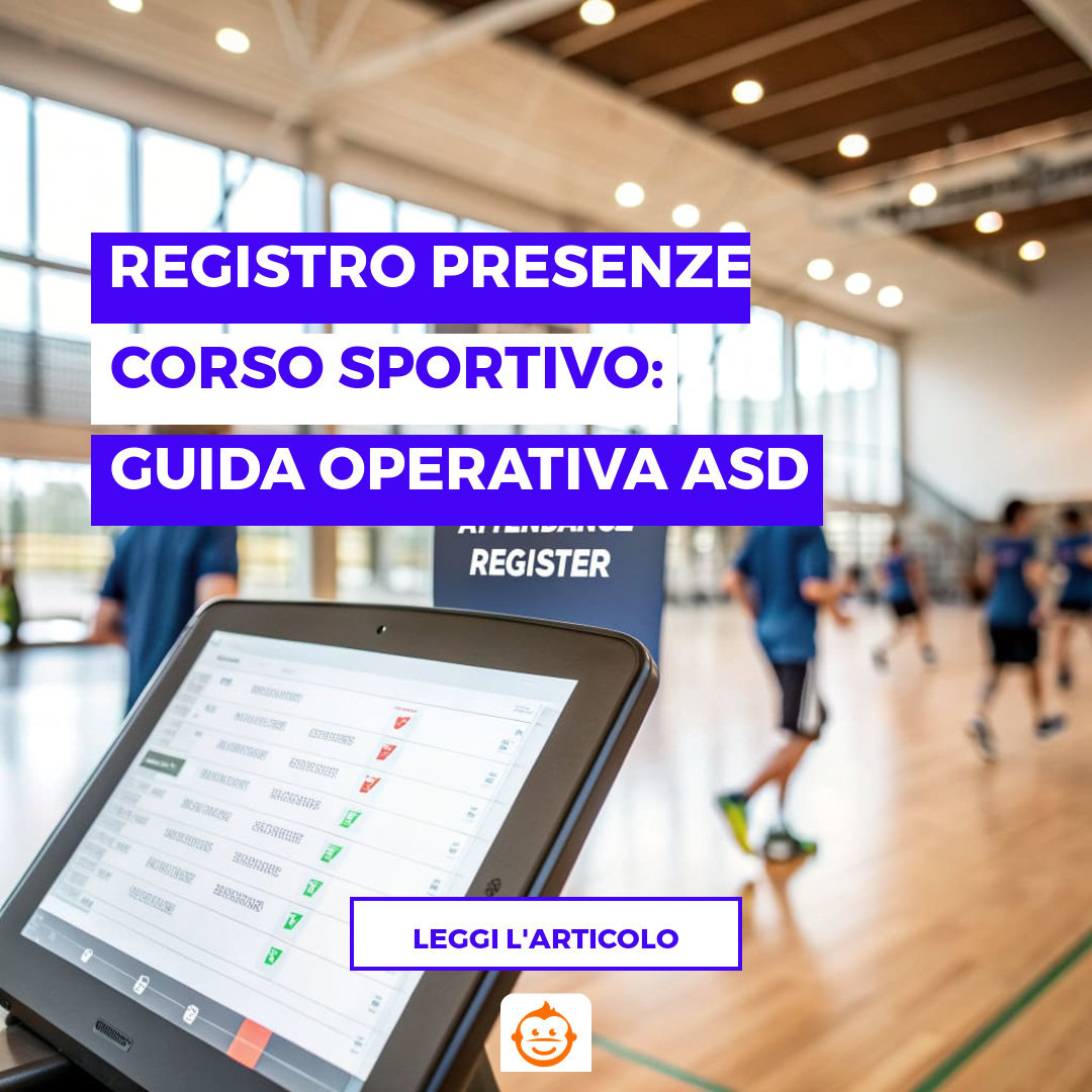 Registro presenze digitale per corso sportivo su tablet, gestione presenze ASD moderna e organizzata