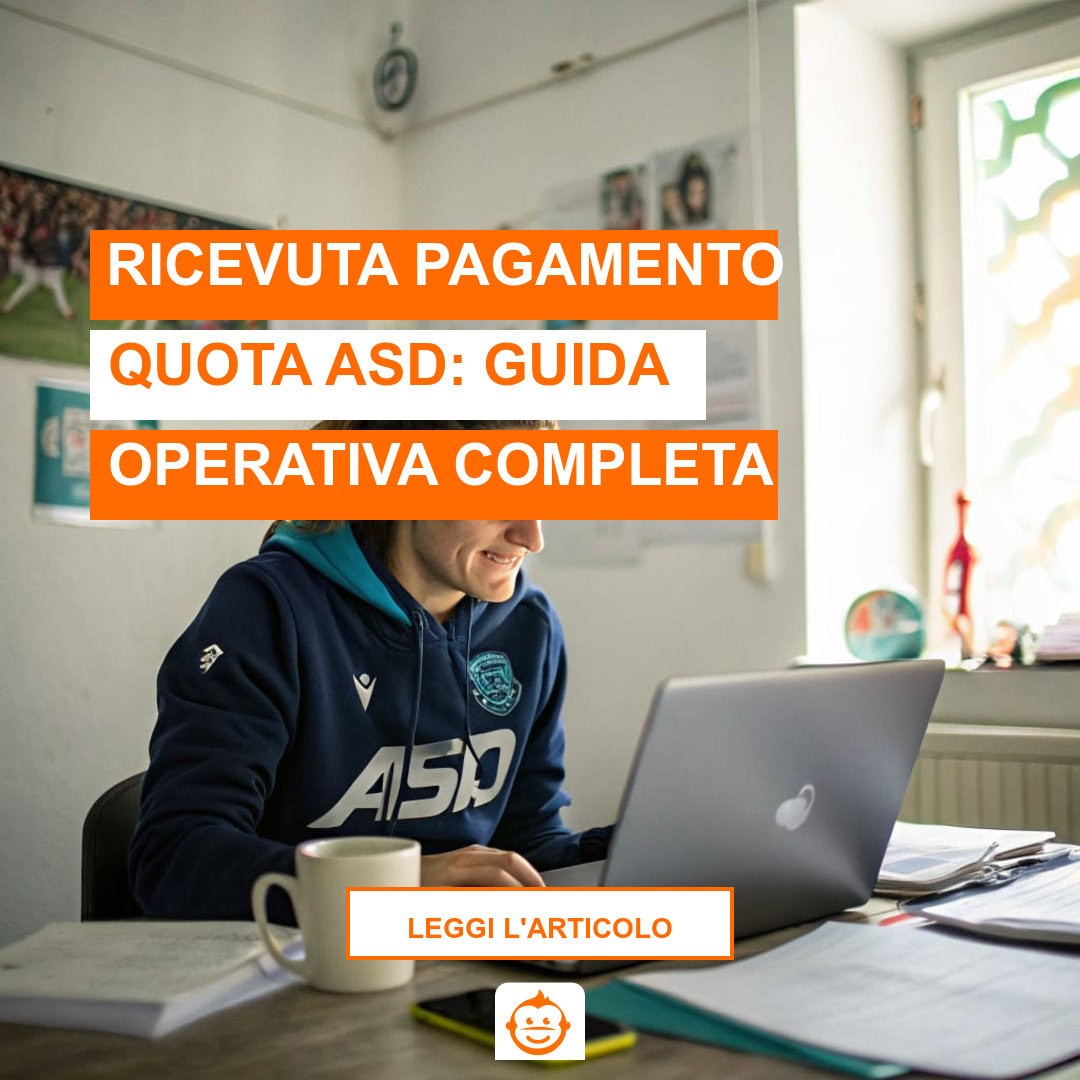 Segretaria di ASD gestisce ricevute pagamento quota associativa con gestionale digitale