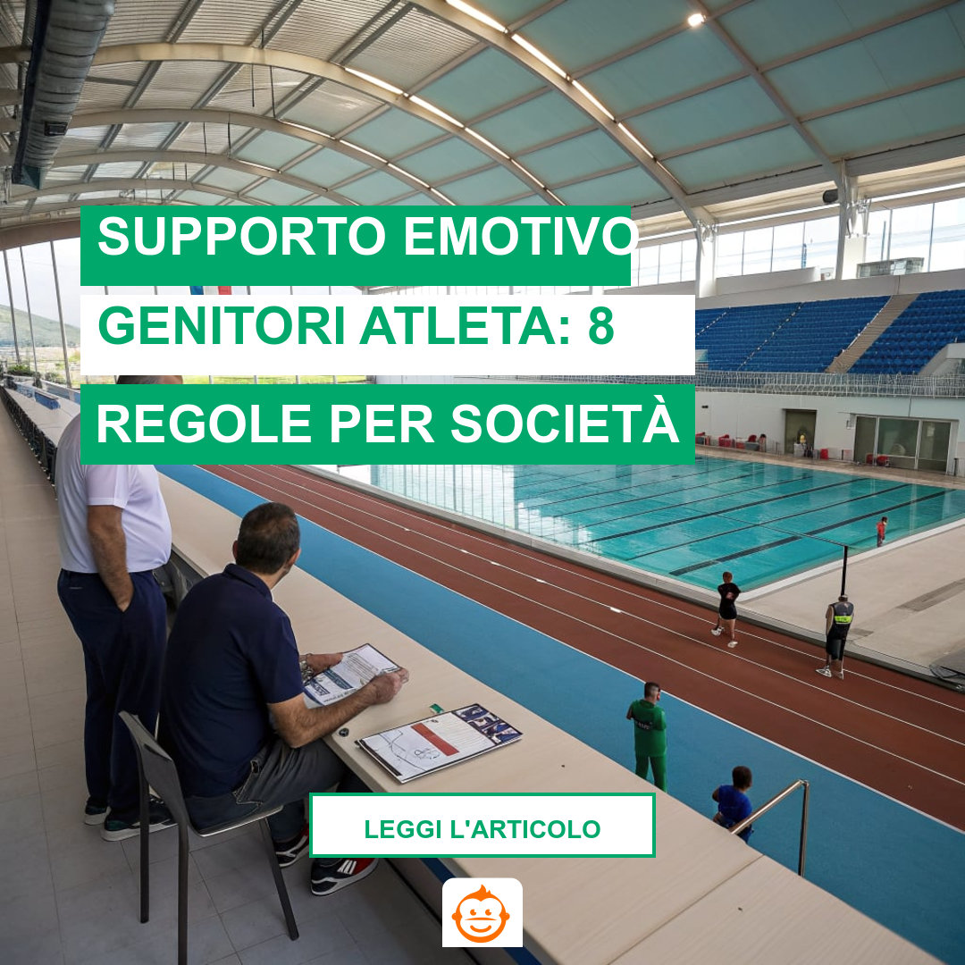 Allenatore e dirigenti durante riunione tecnica in società sportiva multisport per gestione supporto emotivo genitori atleta