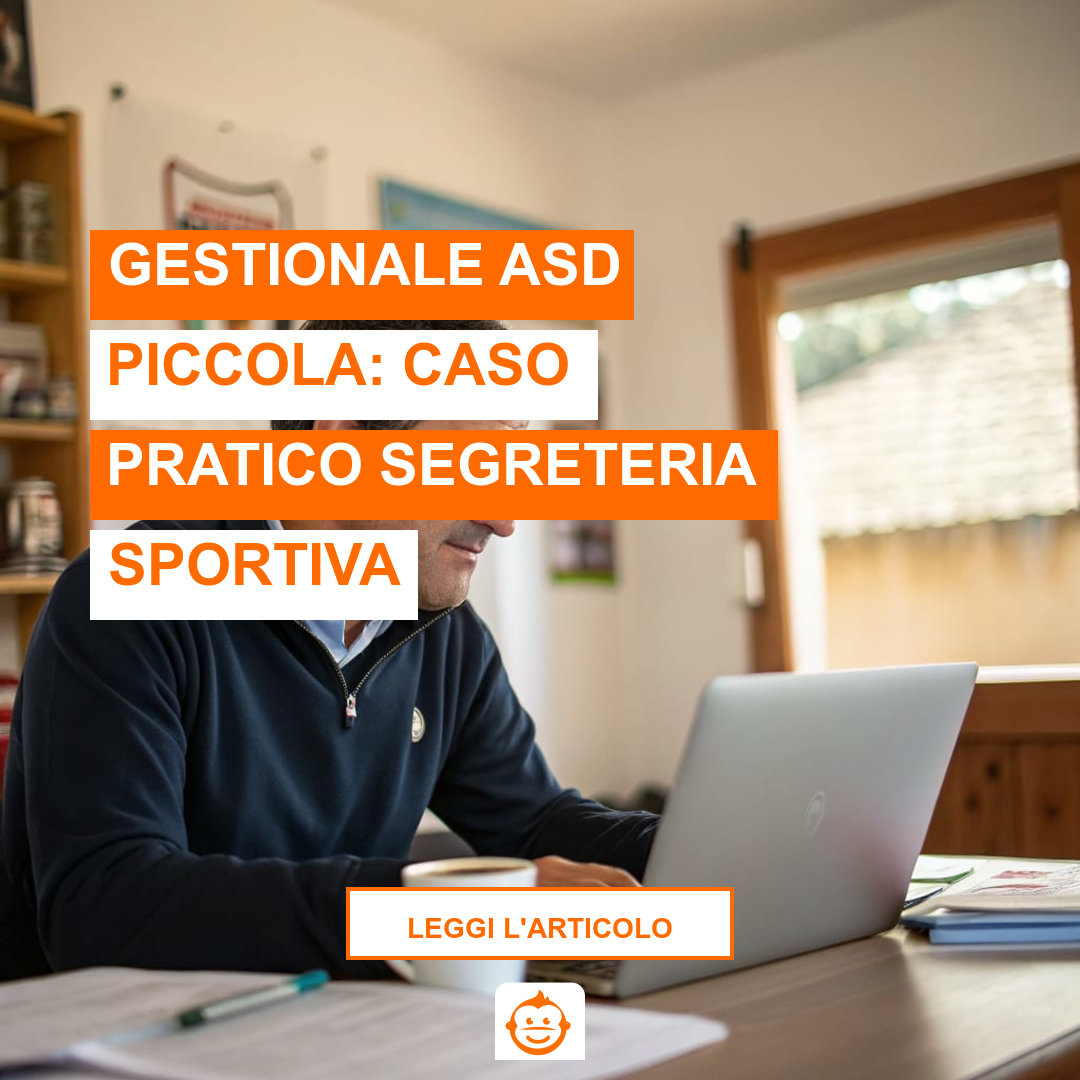 Presidente di piccola ASD che gestisce la segreteria sportiva con gestionale per organizzare iscritti e pagamenti