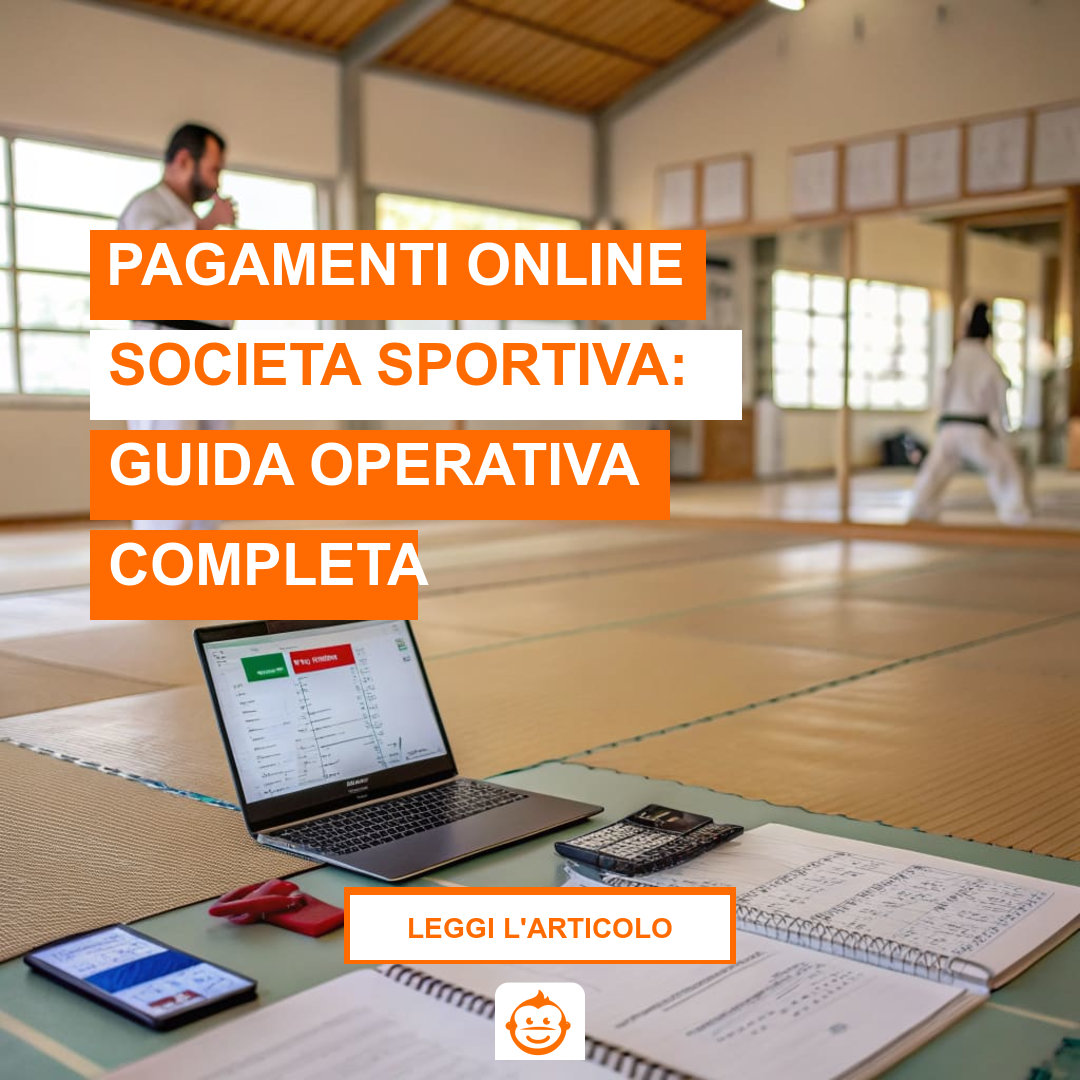 Gestione pagamenti online società sportiva con sistema digitale in palestra di arti marziali